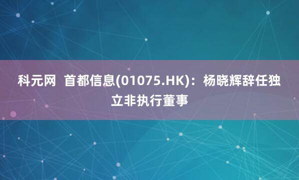 科元网  首都信息(01075.HK)：杨晓辉辞任独立非执行董事