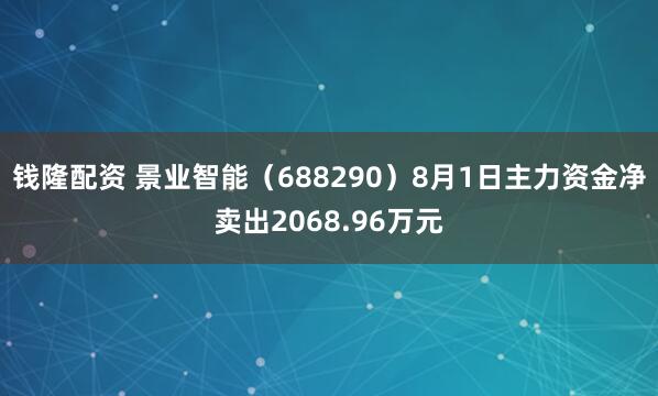 钱隆配资 景业智能（688290）8月1日主力资金净卖出2068.96万元