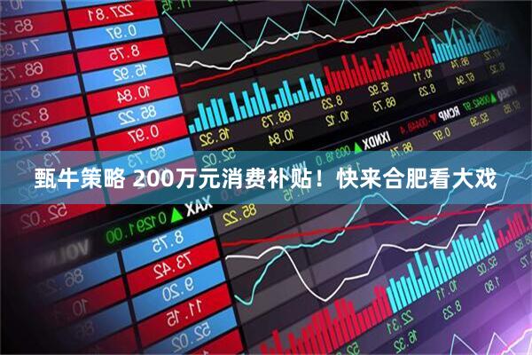 甄牛策略 200万元消费补贴！快来合肥看大戏